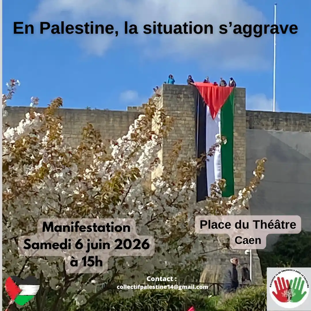château de Caen et le drapeau de Palestine