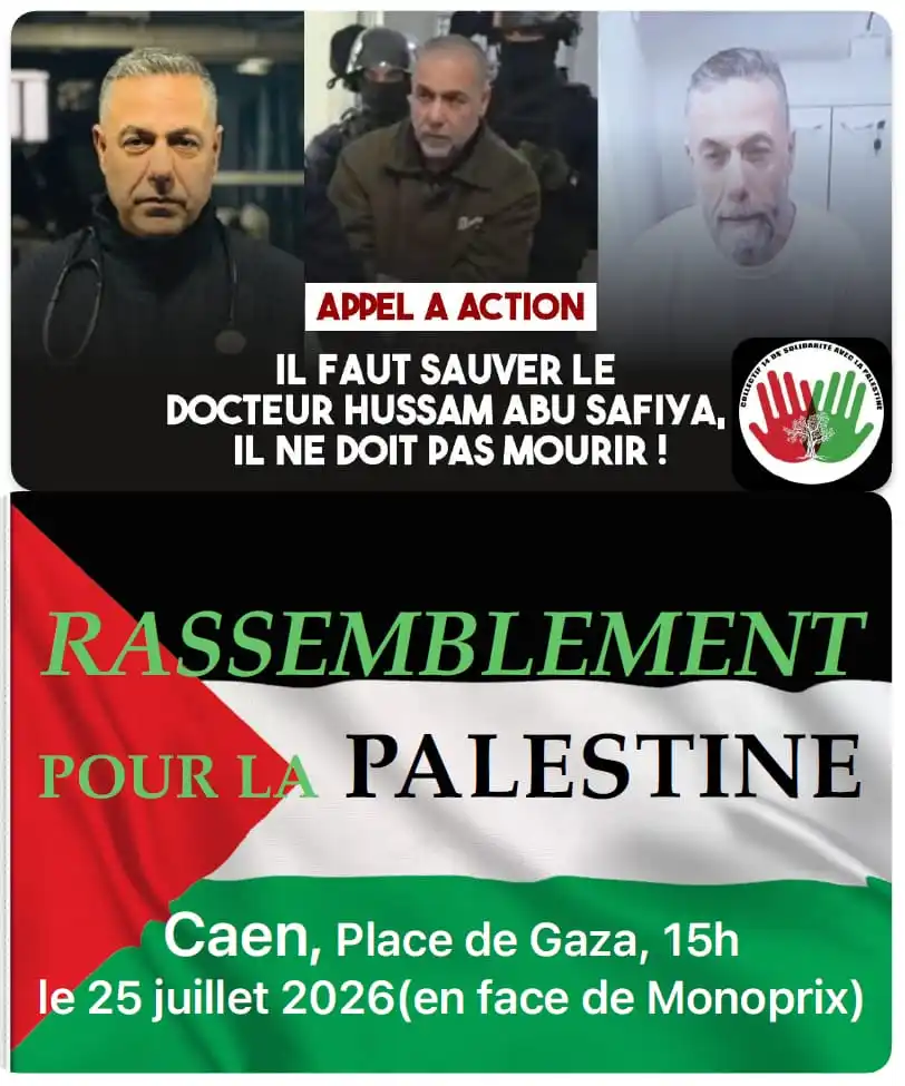 le Doctor HUSSAM ABU SAFIYA avec le drapeau de palastine