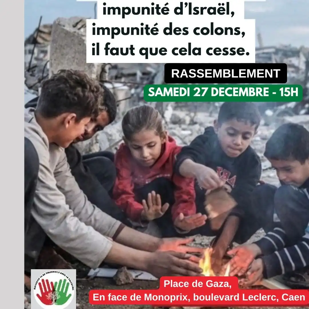 Des enfants de Gaza autour d’un feu pour chauffer